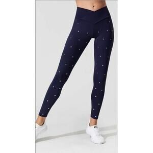 A5 NEW BEACH RIOT SPORT Cara Navy Silver Star Studded Legging Pants Size XS